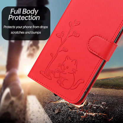 For Xiaomi Poco F8 Ultra 5G / Redmi K90 Pro Max YX0014 Cat Watering Tree Buckle Vegan Leather Phone Case with Lanyard(Red)