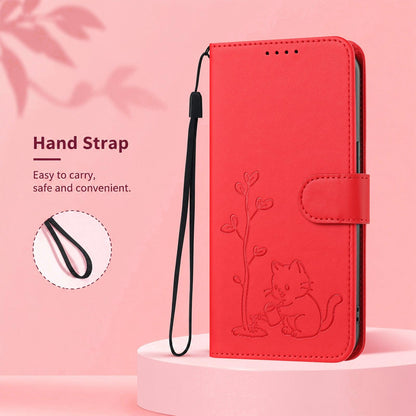 For Xiaomi Poco F8 Ultra 5G / Redmi K90 Pro Max YX0014 Cat Watering Tree Buckle Vegan Leather Phone Case with Lanyard(Red)