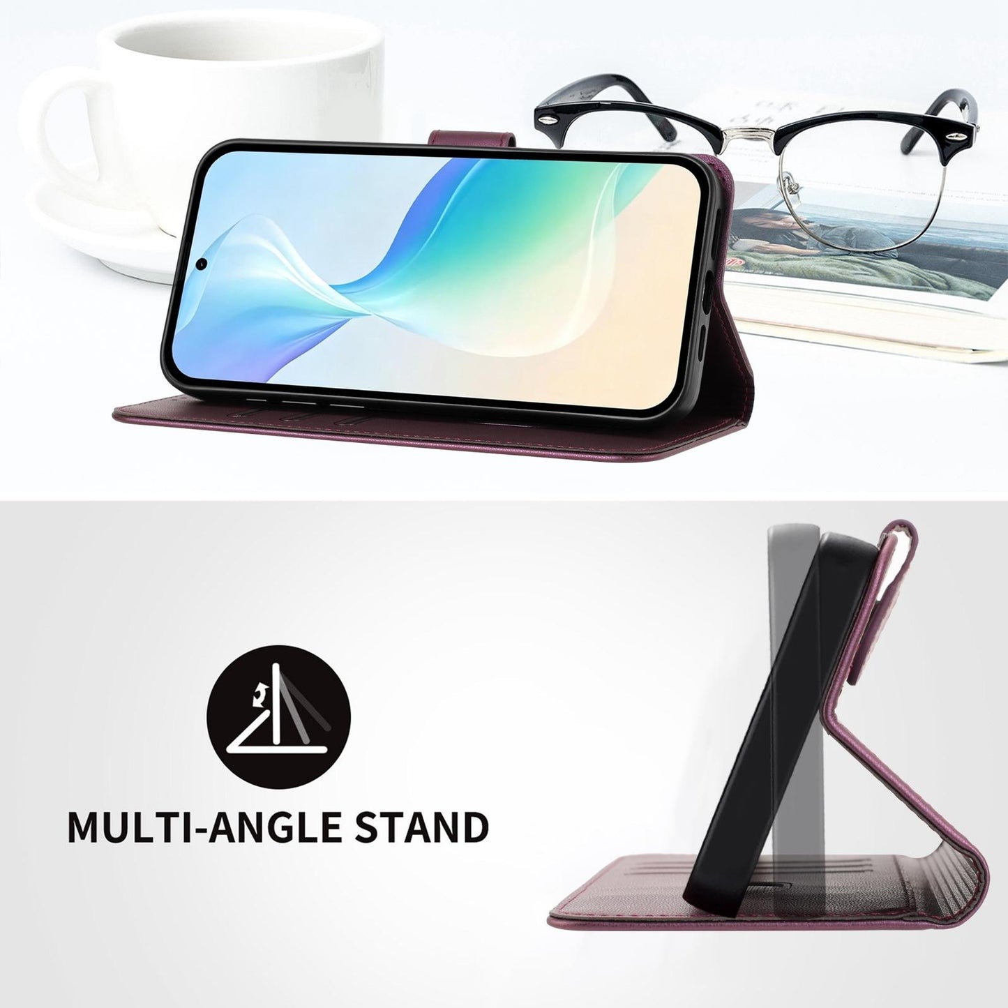 For Xiaomi Poco F8 Ultra 5G / Redmi K90 Pro Max YX0014 Cat Watering Tree Buckle Vegan Leather Phone Case with Lanyard(Purple)