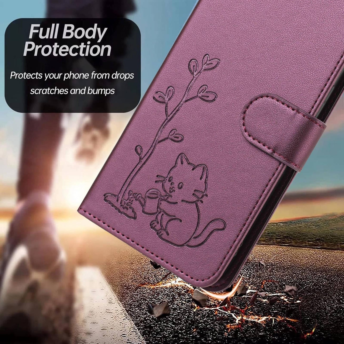 For Xiaomi Poco F8 Ultra 5G / Redmi K90 Pro Max YX0014 Cat Watering Tree Buckle Vegan Leather Phone Case with Lanyard(Purple)