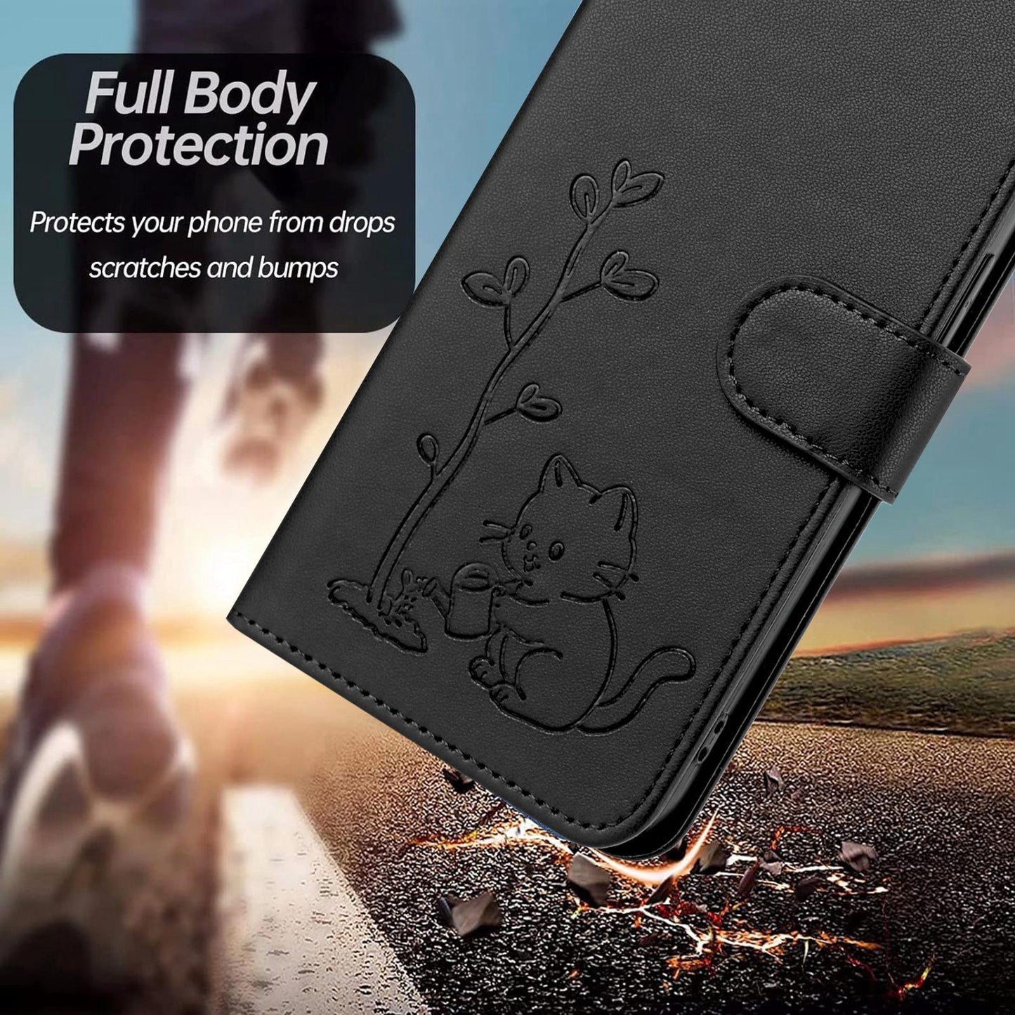 For Xiaomi Poco F8 Ultra 5G / Redmi K90 Pro Max YX0014 Cat Watering Tree Buckle Vegan Leather Phone Case with Lanyard(Black)