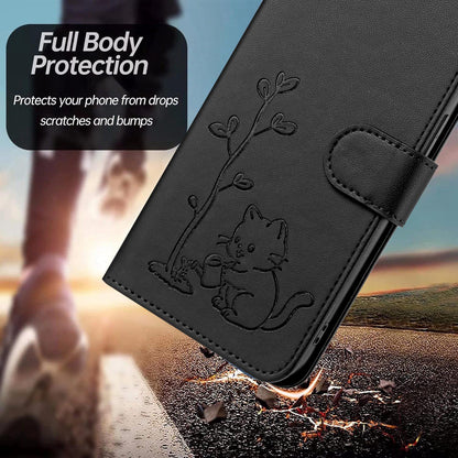 For Xiaomi Poco F8 Ultra 5G / Redmi K90 Pro Max YX0014 Cat Watering Tree Buckle Vegan Leather Phone Case with Lanyard(Black)