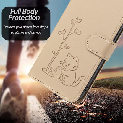 For Xiaomi Poco F8 Ultra 5G / Redmi K90 Pro Max YX0014 Cat Watering Tree Buckle Vegan Leather Phone Case with Lanyard(Gold)