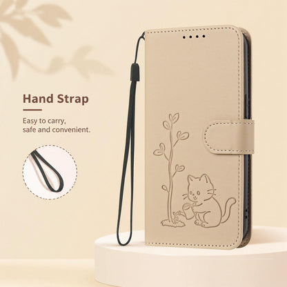 For Xiaomi Poco F8 Ultra 5G / Redmi K90 Pro Max YX0014 Cat Watering Tree Buckle Vegan Leather Phone Case with Lanyard(Gold)