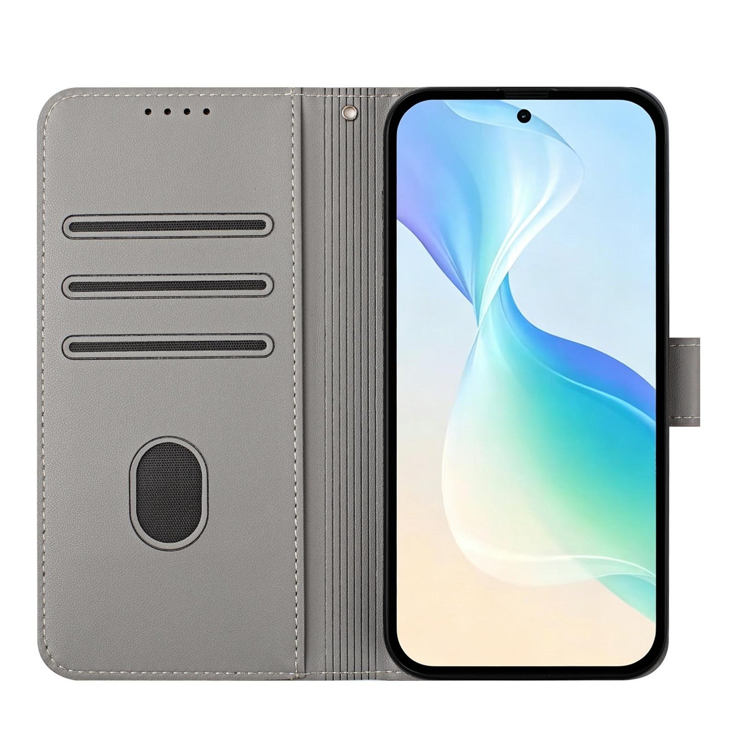 For Xiaomi Poco F8 Ultra 5G / Redmi K90 Pro Max YX0014 Cat Watering Tree Buckle Vegan Leather Phone Case with Lanyard(Grey)