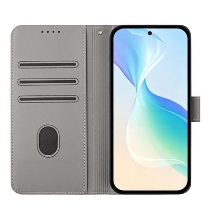 For Xiaomi Poco F8 Ultra 5G / Redmi K90 Pro Max YX0014 Cat Watering Tree Buckle Vegan Leather Phone Case with Lanyard(Grey)