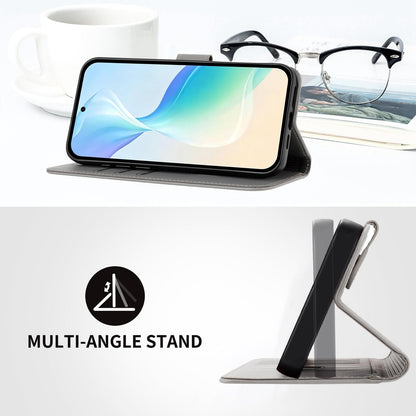 For Xiaomi Poco F8 Ultra 5G / Redmi K90 Pro Max YX0014 Cat Watering Tree Buckle Vegan Leather Phone Case with Lanyard(Grey)