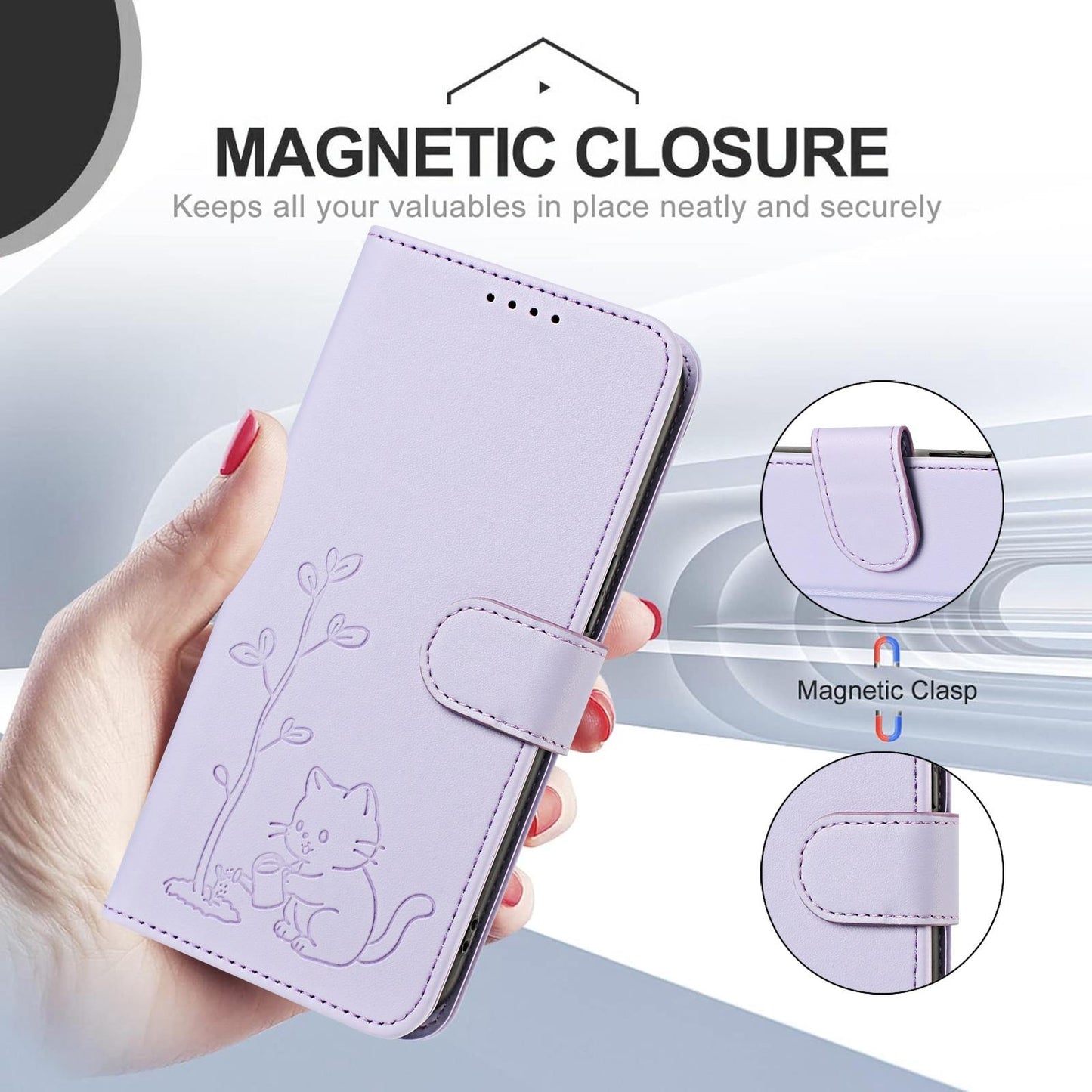 For Xiaomi Poco F8 Ultra 5G / Redmi K90 Pro Max YX0014 Cat Watering Tree Buckle Vegan Leather Phone Case with Lanyard(Light Purple)