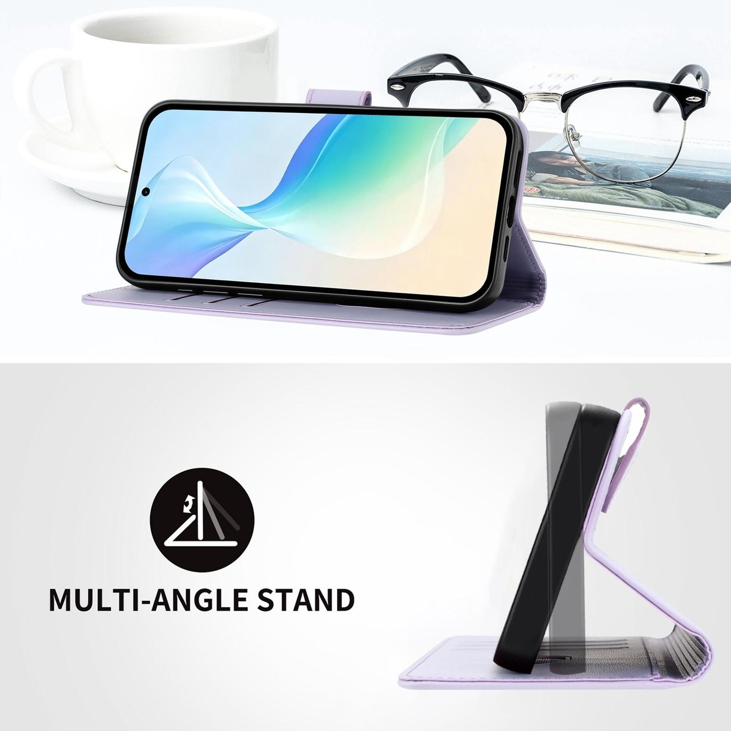 For Xiaomi Poco F8 Ultra 5G / Redmi K90 Pro Max YX0014 Cat Watering Tree Buckle Vegan Leather Phone Case with Lanyard(Light Purple)