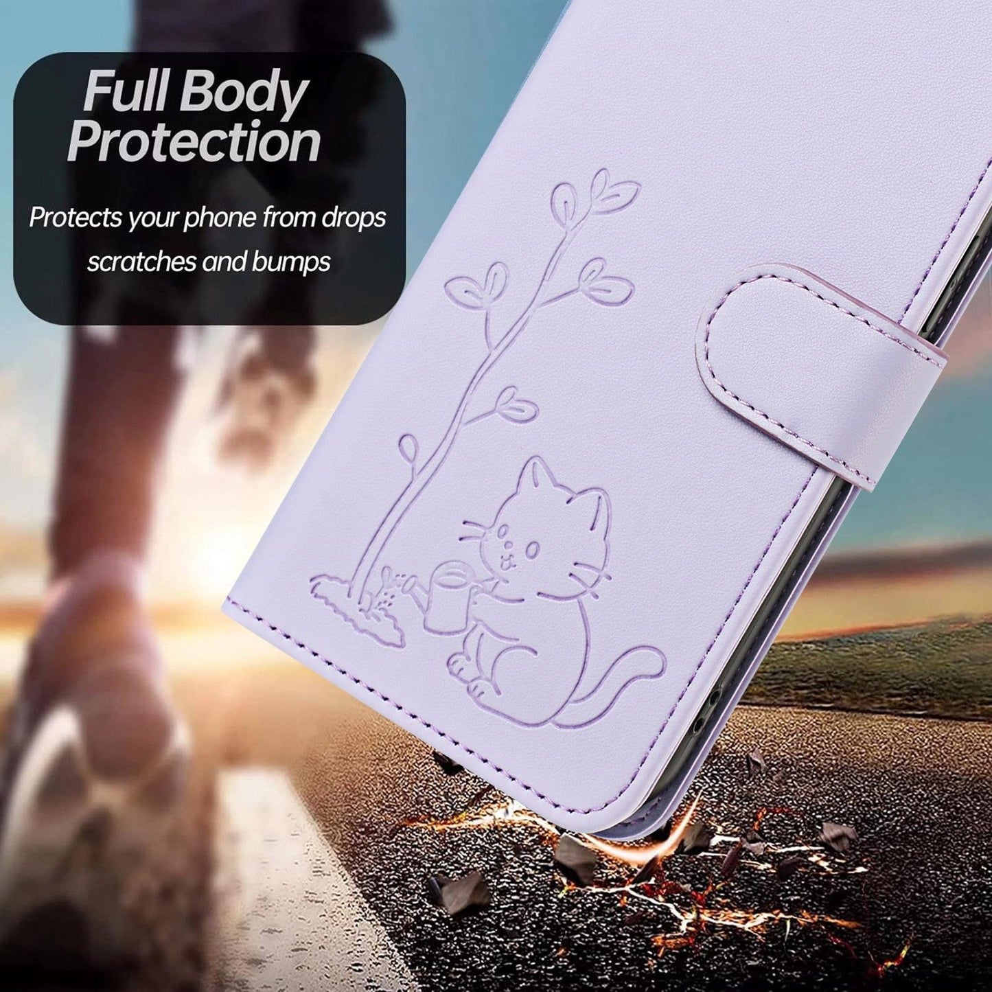 For Xiaomi Poco F8 Ultra 5G / Redmi K90 Pro Max YX0014 Cat Watering Tree Buckle Vegan Leather Phone Case with Lanyard(Light Purple)