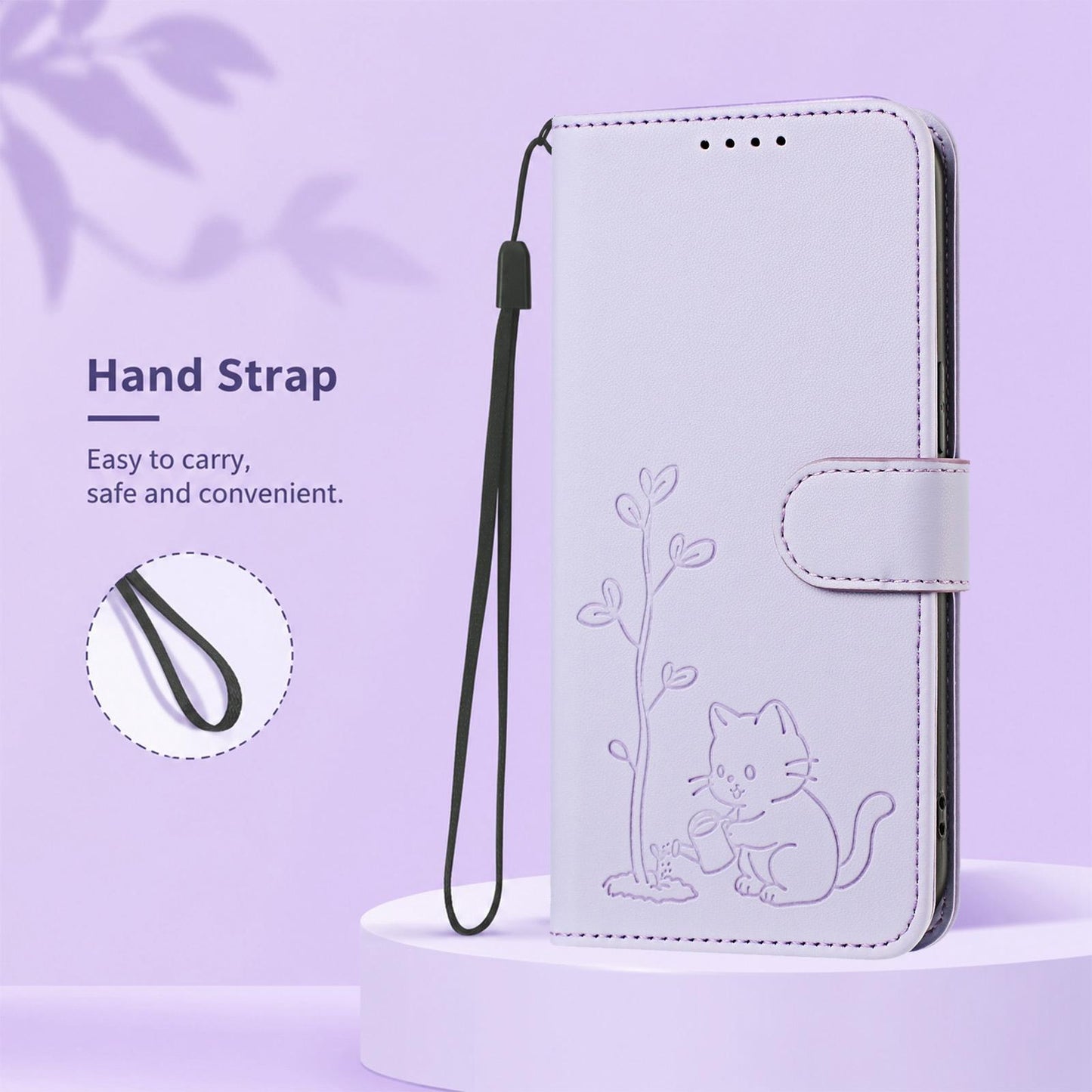 For Xiaomi Poco F8 Ultra 5G / Redmi K90 Pro Max YX0014 Cat Watering Tree Buckle Vegan Leather Phone Case with Lanyard(Light Purple)
