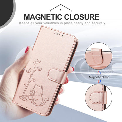 For Xiaomi Poco F8 Ultra 5G / Redmi K90 Pro Max YX0014 Cat Watering Tree Buckle Vegan Leather Phone Case with Lanyard(Rose Gold)