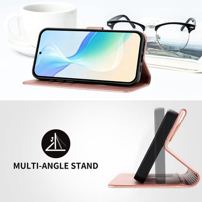 For Xiaomi Poco F8 Ultra 5G / Redmi K90 Pro Max YX0014 Cat Watering Tree Buckle Vegan Leather Phone Case with Lanyard(Rose Gold)