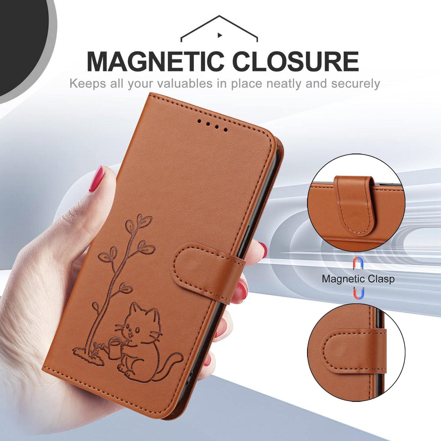 For Xiaomi Poco F8 Ultra 5G / Redmi K90 Pro Max YX0014 Cat Watering Tree Buckle Vegan Leather Phone Case with Lanyard(Coffee Brown)