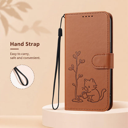 For Xiaomi Poco F8 Ultra 5G / Redmi K90 Pro Max YX0014 Cat Watering Tree Buckle Vegan Leather Phone Case with Lanyard(Coffee Brown)