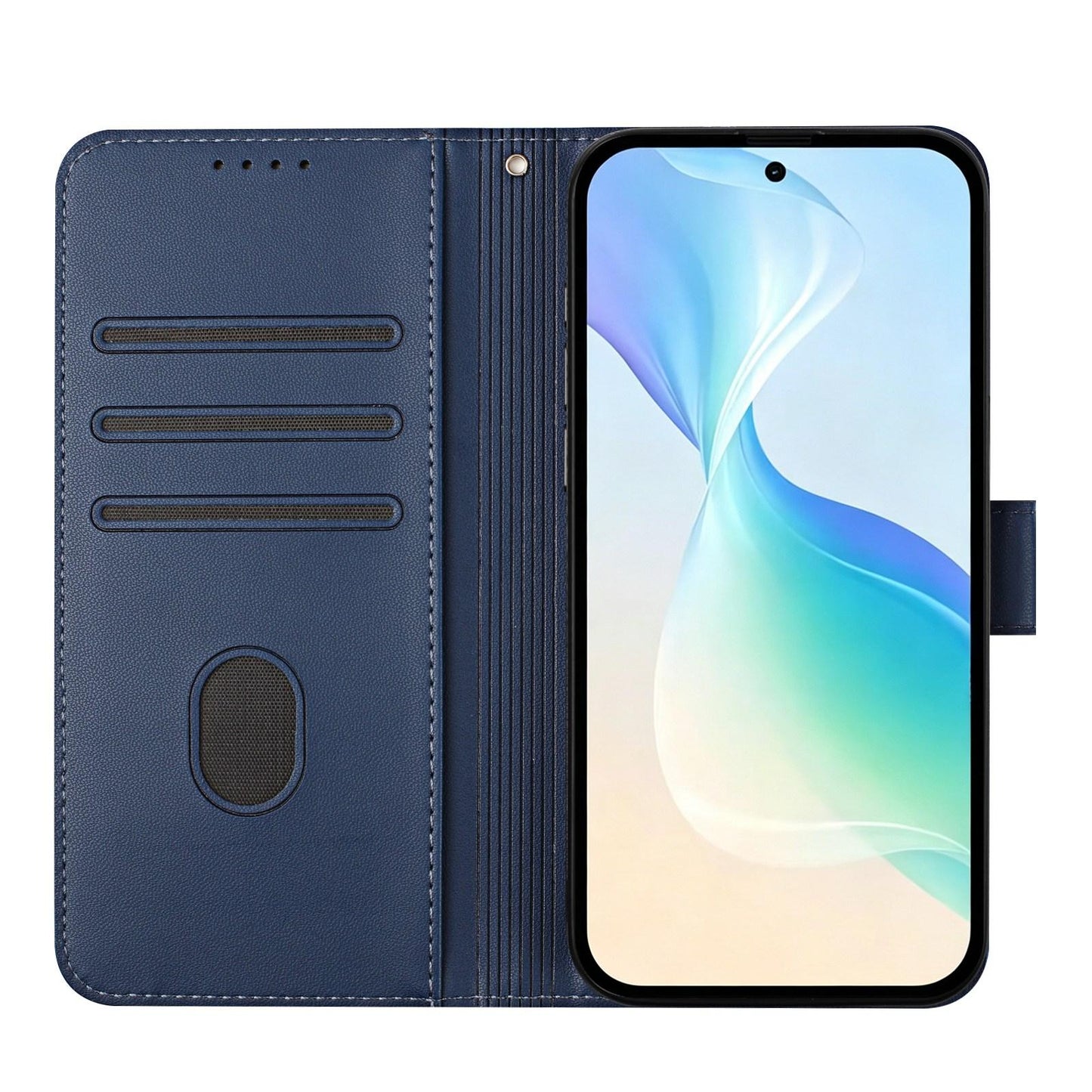 For Xiaomi Poco F8 Ultra 5G / Redmi K90 Pro Max YX0014 Cat Watering Tree Buckle Vegan Leather Phone Case with Lanyard(Dark Blue)
