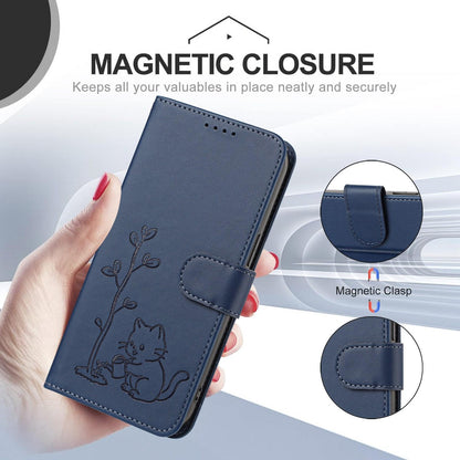 For Xiaomi Poco F8 Ultra 5G / Redmi K90 Pro Max YX0014 Cat Watering Tree Buckle Vegan Leather Phone Case with Lanyard(Dark Blue)