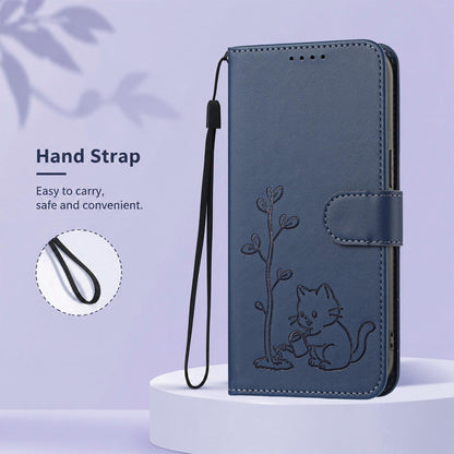 For Xiaomi Poco F8 Ultra 5G / Redmi K90 Pro Max YX0014 Cat Watering Tree Buckle Vegan Leather Phone Case with Lanyard(Dark Blue)