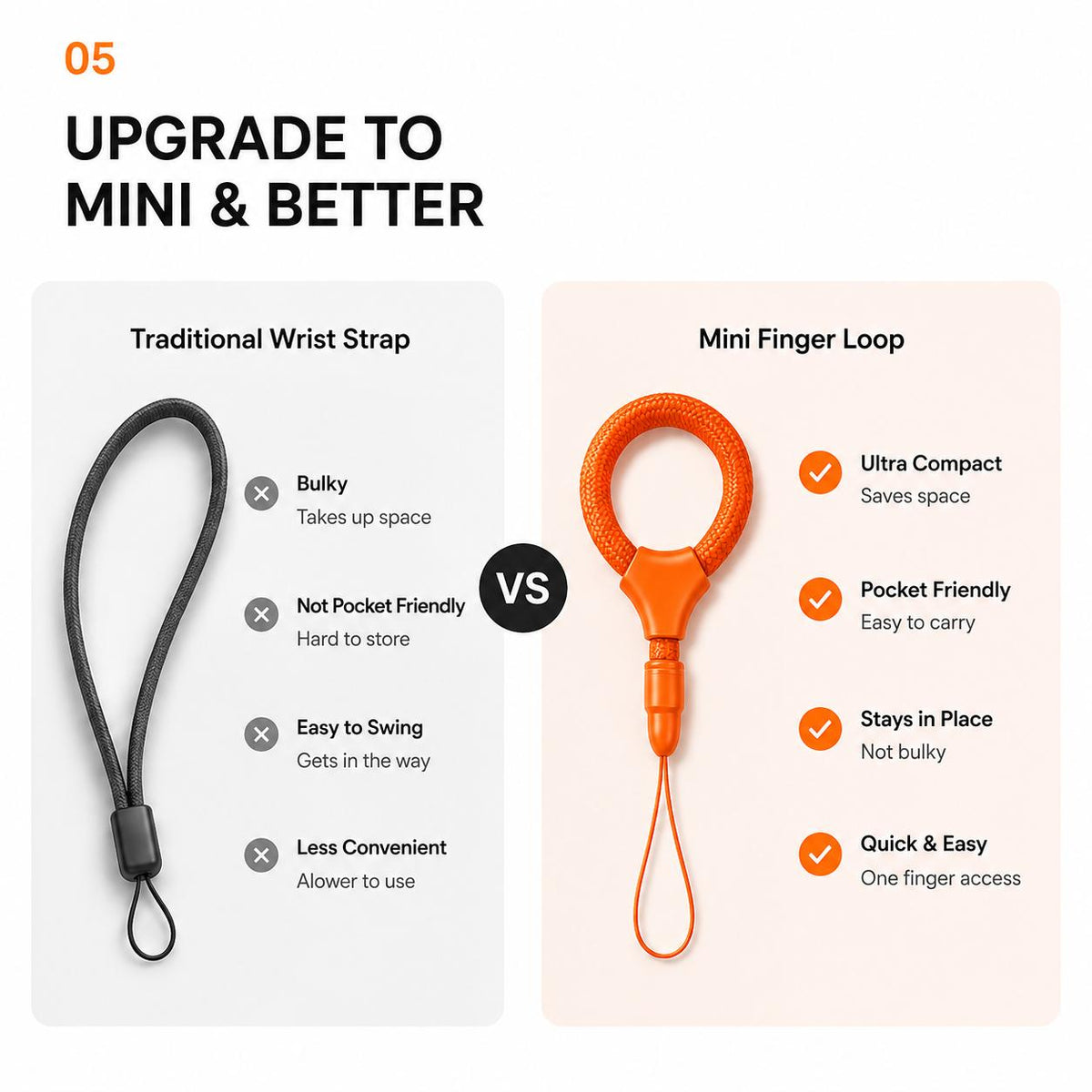 XDcase Mini Self-Locking Finger Ring Phone Lanyard - Orange - EDA009661801A