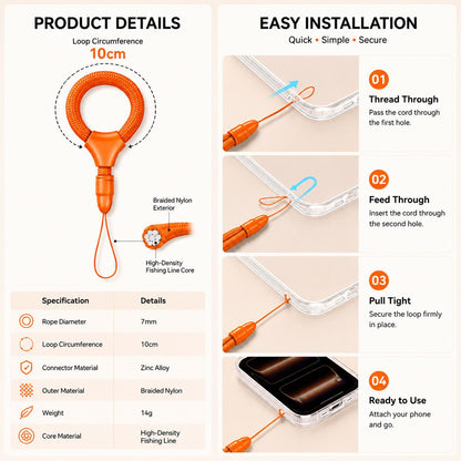 XDcase Mini Self-Locking Finger Ring Phone Lanyard - Orange - EDA009661801A