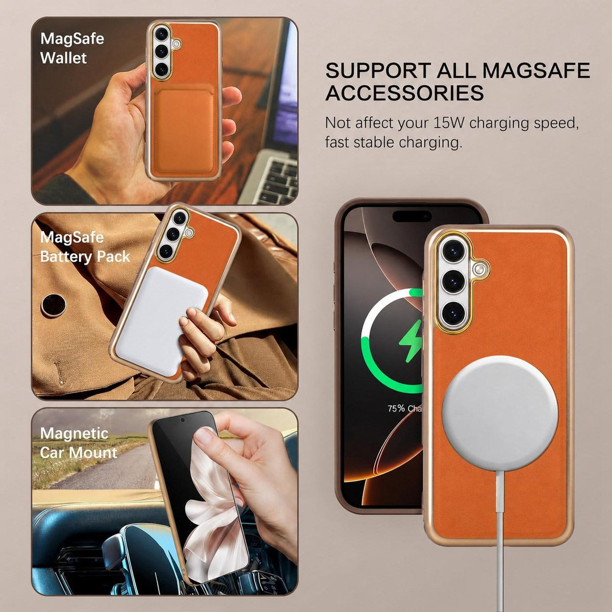 For Galaxy S25 5G Electroplated Frame CD Texture Magnetic Ring PC + Vegan Leather Phone Case - Red - EDA009662509C