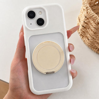 For iPhone 15 Plus Soft-Color Acrylic 360 Rotation Holder Phone Case - White - EDA009665311A