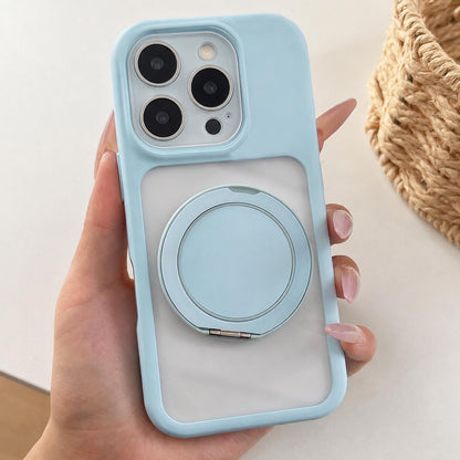 For iPhone 13 Pro Max Soft-Color Acrylic 360 Rotation Holder Phone Case - Blue - EDA009665317B
