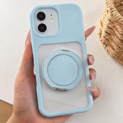 For iPhone 12 Soft-Color Acrylic 360 Rotation Holder Phone Case - Blue - EDA009665320B