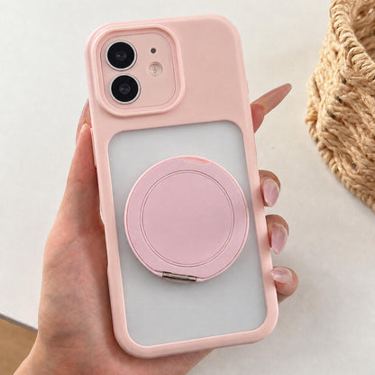 For iPhone 12 Soft-Color Acrylic 360 Rotation Holder Phone Case - Pink - EDA009665320C