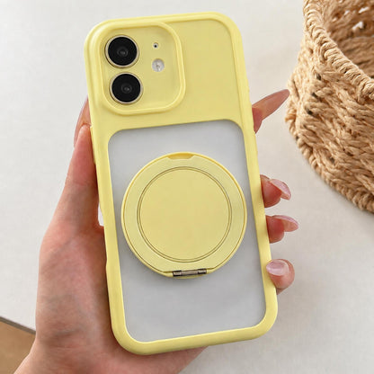 For iPhone 12 Soft-Color Acrylic 360 Rotation Holder Phone Case - Yellow - EDA009665320D