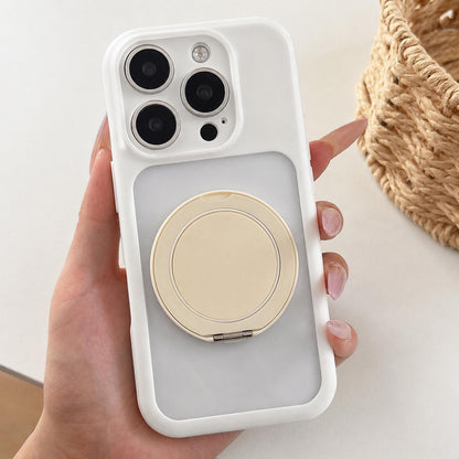 For iPhone 12 Pro Soft-Color Acrylic 360 Rotation Holder Phone Case - White - EDA009665322A