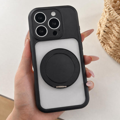 For iPhone 12 Pro Soft-Color Acrylic 360 Rotation Holder Phone Case - Black - EDA009665322E