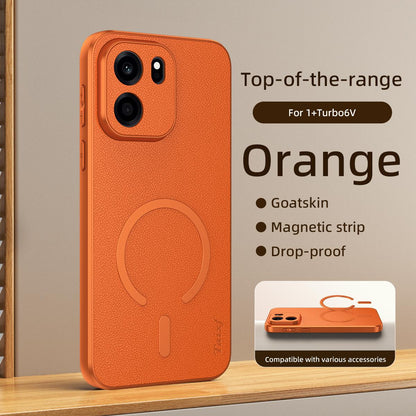 For One Plus Turbo 6V Sheepskin Vegan Leather Magnetic Phone Case - Orange - EDA009665405C