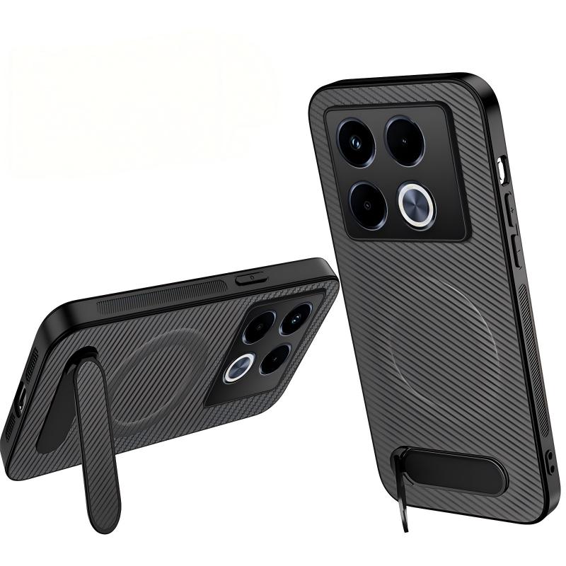 For Infinix Note 40 5G WANLONFENG Kickstand Carbon Fiber Texture Magnetic Phone Case - Grey - EDA009665510B