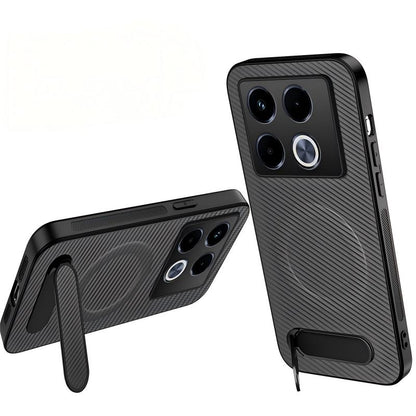 For Infinix Note 40 5G WANLONFENG Kickstand Carbon Fiber Texture Magnetic Phone Case - Grey - EDA009665510B