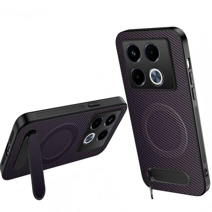 For Infinix Note 40 5G WANLONFENG Kickstand Carbon Fiber Texture Magnetic Phone Case - Purple - EDA009665510D