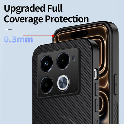 For Infinix Note 40 Pro 5G / 4G WANLONFENG Kickstand Carbon Fiber Texture Magnetic Phone Case - Black - EDA009665511A