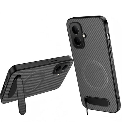 For Infinix Smart 10 4G WANLONFENG Kickstand Carbon Fiber Texture Magnetic Phone Case - Grey - EDA009665514B