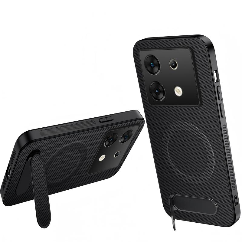 For Infinix Zero 30 5G WANLONFENG Kickstand Carbon Fiber Texture Magnetic Phone Case - Black - EDA009665516A
