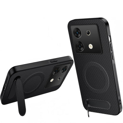 For Infinix Zero 30 5G WANLONFENG Kickstand Carbon Fiber Texture Magnetic Phone Case - Black - EDA009665516A