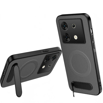 For Infinix Zero 30 5G WANLONFENG Kickstand Carbon Fiber Texture Magnetic Phone Case - Grey - EDA009665516B