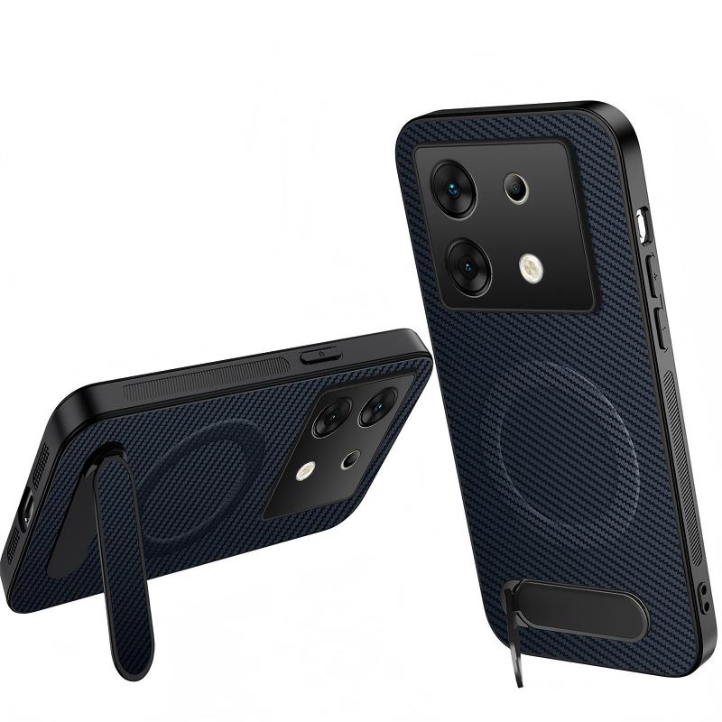 For Infinix Zero 30 5G WANLONFENG Kickstand Carbon Fiber Texture Magnetic Phone Case - Sapphire Blue - EDA009665516C