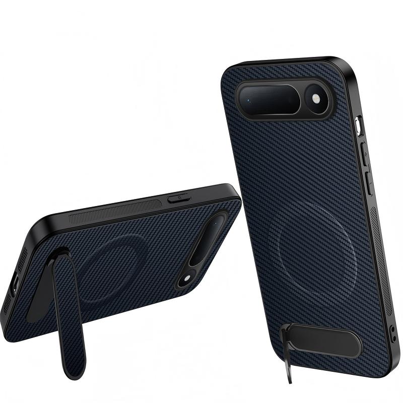 For Tecno Spark 50 5G WANLONFENG Kickstand Carbon Fiber Texture Magnetic Phone Case - Sapphire Blue - EDA009665801C