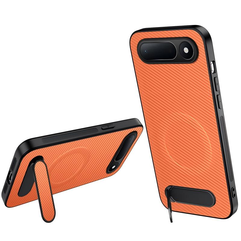 For Tecno Spark 50 5G WANLONFENG Kickstand Carbon Fiber Texture Magnetic Phone Case - Orange - EDA009665801E