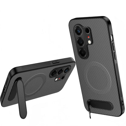 For Tecno Camon 50 Pro 4G WANLONFENG Kickstand Carbon Fiber Texture Magnetic Phone Case - Grey - EDA009665908B
