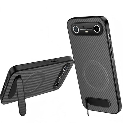 For Tecno Pova Slim / Spark Slim WANLONFENG Kickstand Carbon Fiber Texture Magnetic Phone Case - Grey - EDA009665914B
