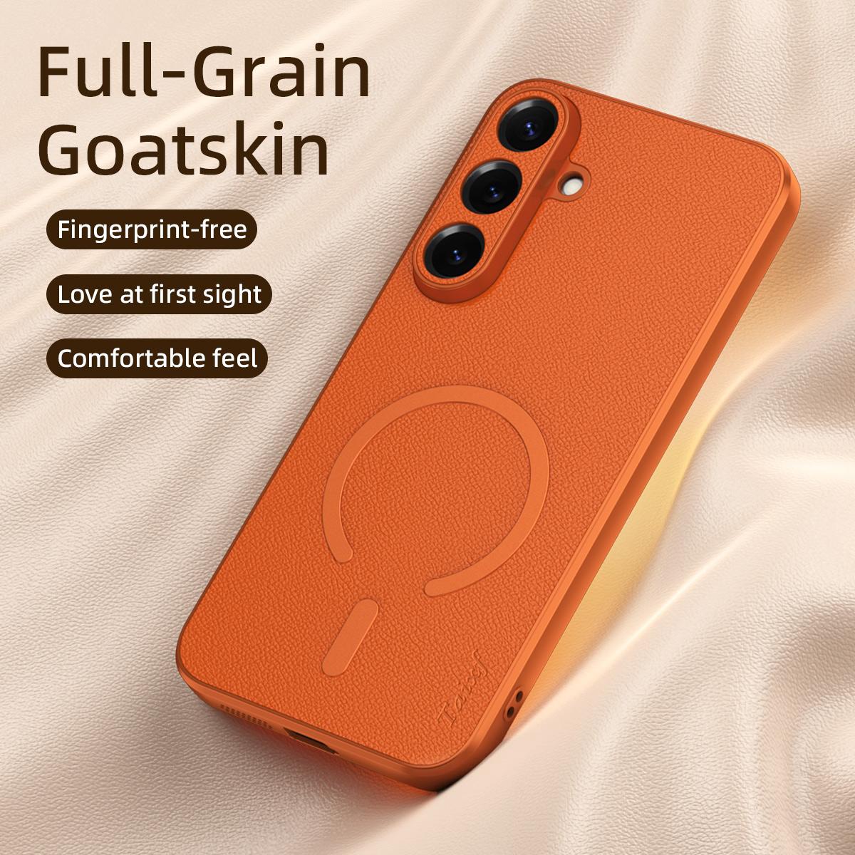 For Galaxy S25 FE 5G Sheepskin Vegan Leather Magnetic Phone Case - Black - EDA009667002B
