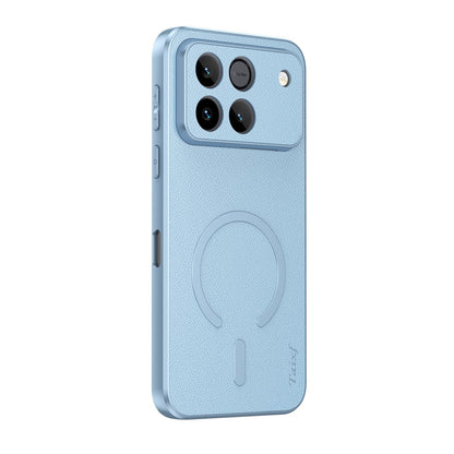 For Honor Win 5G Goatskin Vegan Leather Magnetic Phone Case - Blue - EDA009667601A