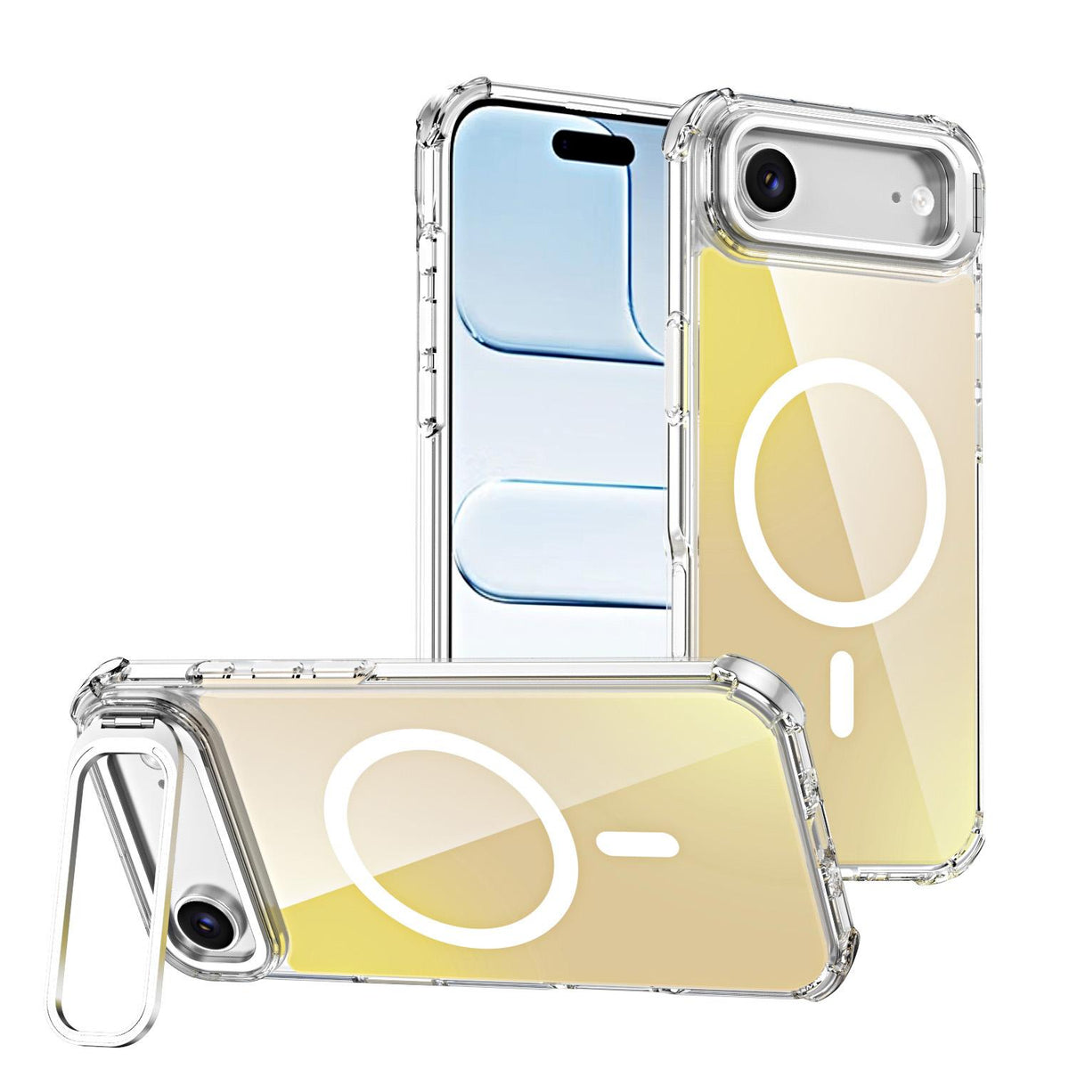 For iPhone Air Chameleon Lens Kickstand Magnetic Phone Case - White - EDA009667701A