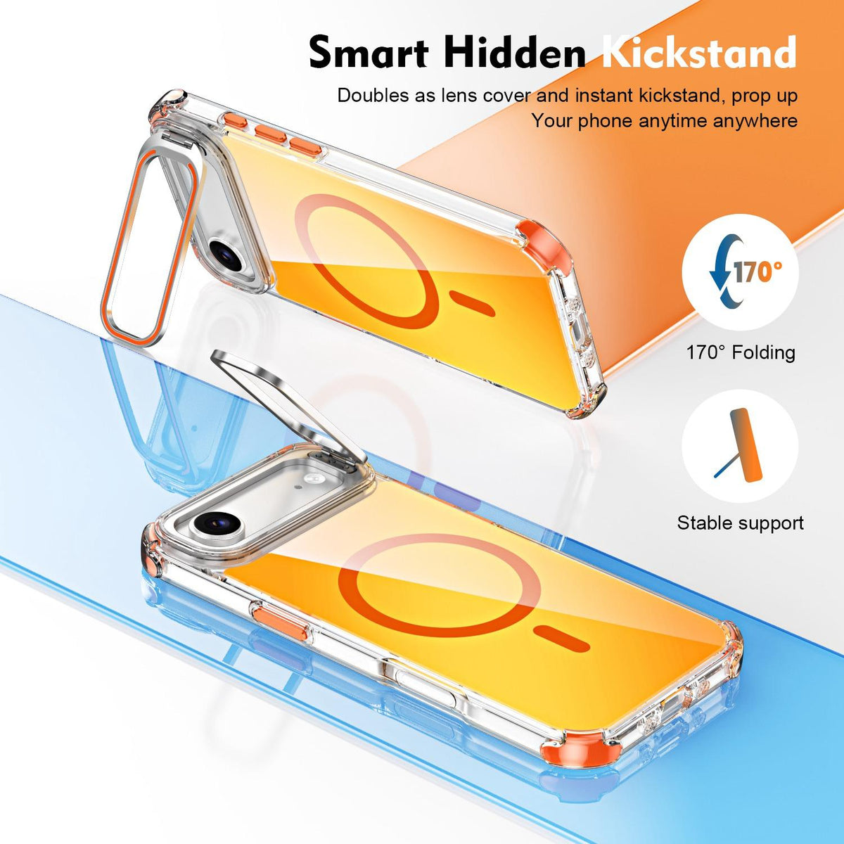 For iPhone Air Chameleon Lens Kickstand Magnetic Phone Case - White - EDA009667701A